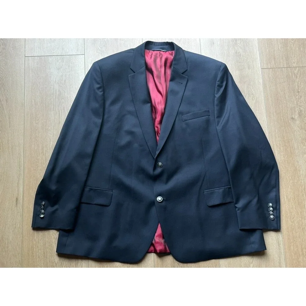 Patrick James Wool Classic Navy Sport Coat Blazer 45R‎ Buttons Aut Vincere Mori